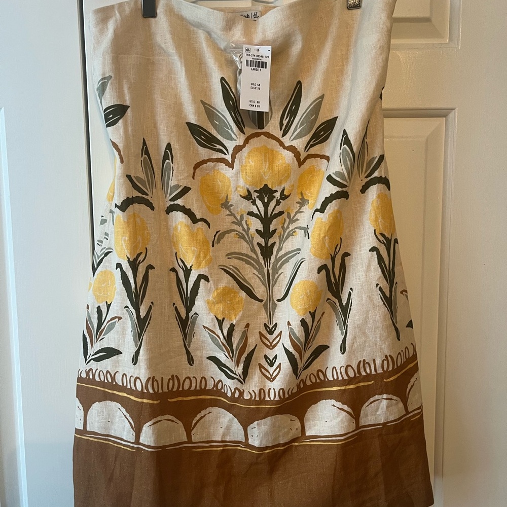 Abercrombie & Fitch Strapless Floral Midi Dress/Skort in Yellow, Olive & Brown - Picture 4 of 5